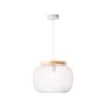 Suspension Giada, E27, diam. 39 cm, metal blanc et bois, Brilliant