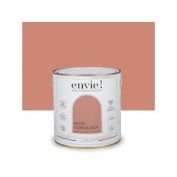 Peinture aspect velours murs, boiseries et radiateurs, biosourcée, ENVIE, rose corallien, 2 litres