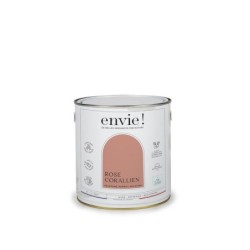 Peinture aspect velours murs, boiseries et radiateurs, biosourcée, ENVIE, rose corallien, 2 litres