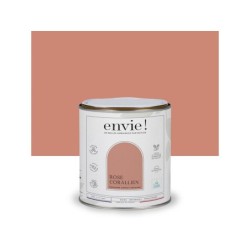 Peinture aspect velours murs, boiseries et radiateurs, biosourcée, ENVIE, rose corallien, 0.5 litre