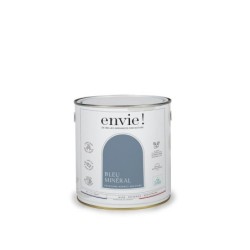 Peinture aspect velours murs, boiseries et radiateurs, biosourcée, ENVIE, bleu mineral, 2 litres