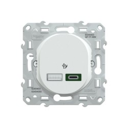 Prise chargeur usb A+C 7,5W 45W à assembler Ovalis, SCHNEIDER ELECTRIC, blanc