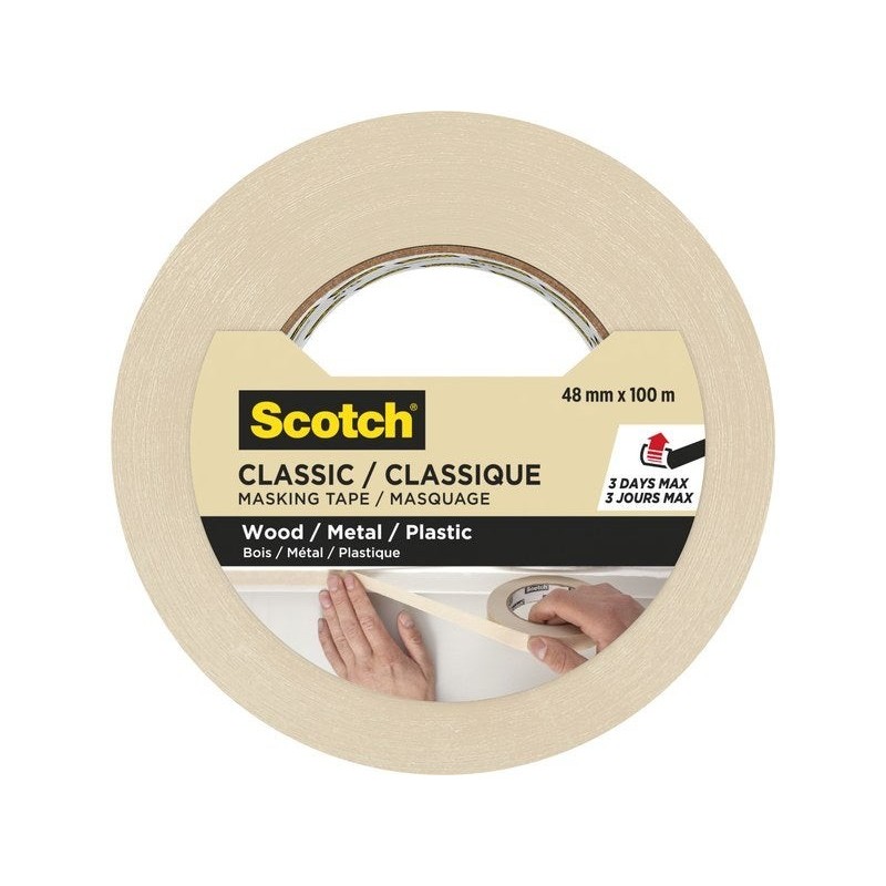 Ruban de masquage, SCOTCH, l.48 mm x L.100 m lignes droites