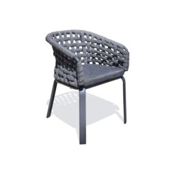 Fauteuil de jardin CAMARGUE en corde tissee et aluminium, gris anthracite