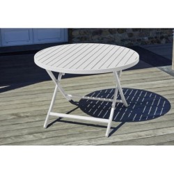 Table de jardin pliante MARIUS (diam. 110 cm) en aluminium - Coloris GRIS