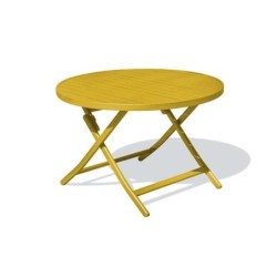 Table de jardin pliante MARIUS (diam. 110 cm) en aluminium - Coloris MOUTARDE