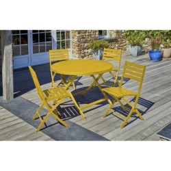 Table de jardin pliante MARIUS (diam. 110 cm) en aluminium - Coloris MOUTARDE