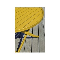 Table de jardin pliante MARIUS (diam. 110 cm) en aluminium - Coloris MOUTARDE