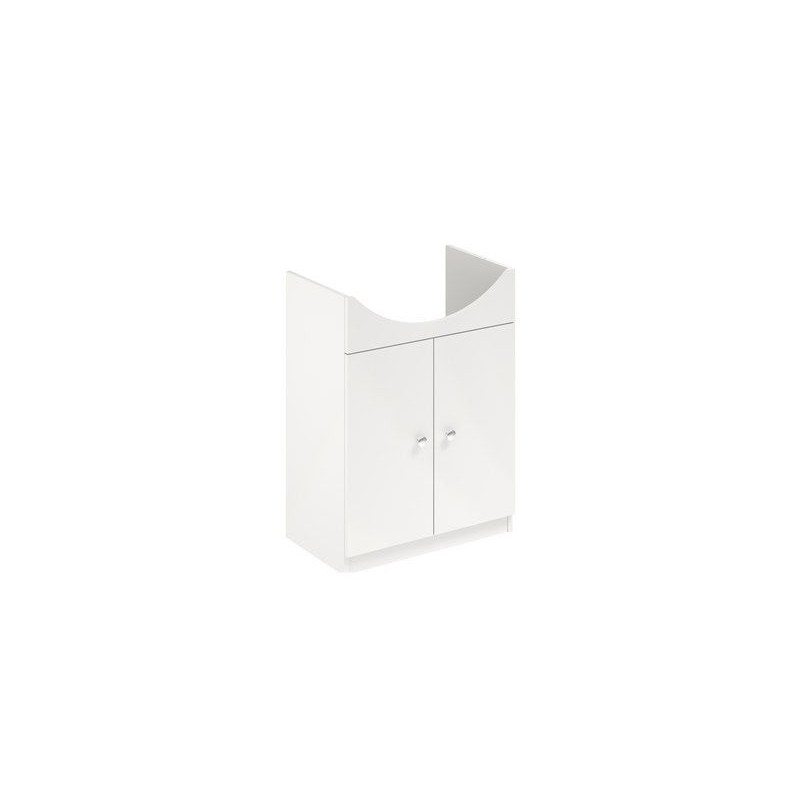 Meuble sous-vasque et miroir led GALICE 4, 2 portes, l.60 x H.77.4 x P.45 cm, blanc