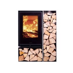 Poêle à bois CROWN quetzal bucher à droite noir, 7.5 kW