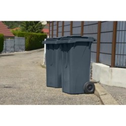 Poubelle de rue sur roue homologuée NF 240 l gris