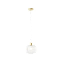 Suspension Dipsy E27 diam.25 cm laiton brosse/verre, INSPIRE