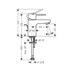 Mitigeur lavabo chromé brillant, HANSGROHE Lmh 70 coolstart S