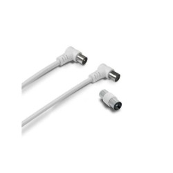 Cable coaxial male/femelle coudee, 2m, Metronic