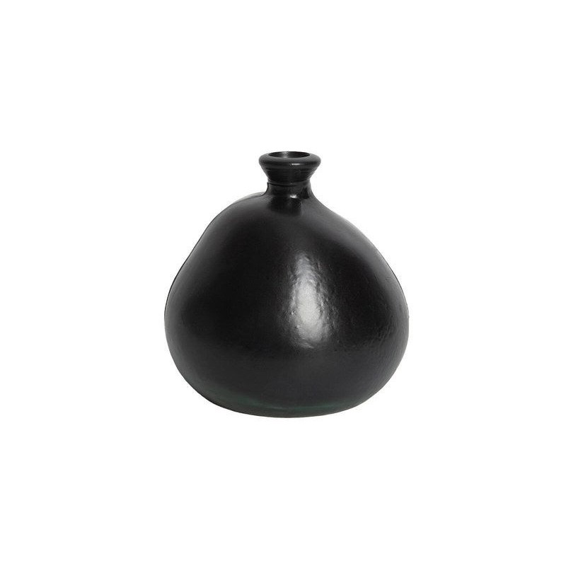 Vase verre noir mat, 18 x 18 cm