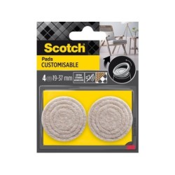 Lot de 4 patins feutre customisable prédécoupés, SCOTCH, 37 31 25 et 19 mm, beige