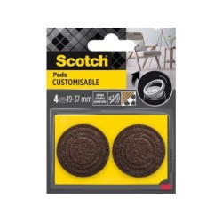 Lot de 4 patins feutre customisable prédécoupés, SCOTCH, 37 31 25 et 19 mm, marron