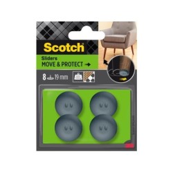 Lot de 8 patins adhésifs alvéolé eur, SCOTCH, diam.19 mm, gris