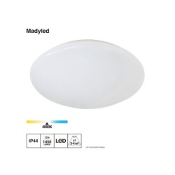 Plafonnier salle de bain, Madyled diam.25 cm, 1450 lumens, IP44, blanc