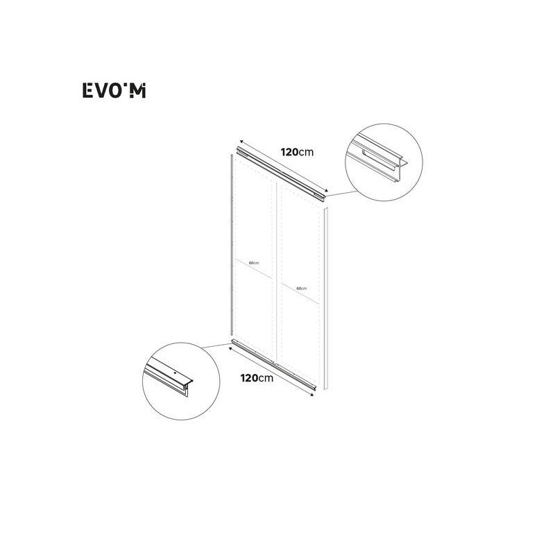 Kit rail pour 2 portes coulissantes SPACEO Evo'm L.120 cm