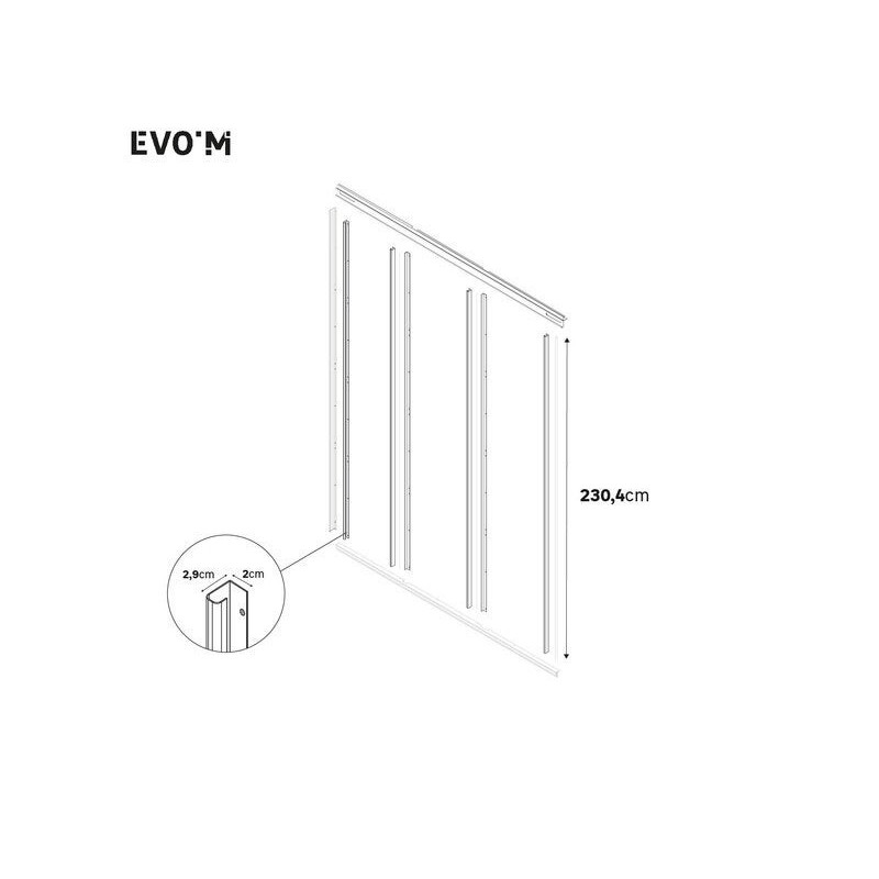 Lot de 6 poignées INSPIRE pour 3 portes coulissantes Evo'm H.230,4 cm blanc