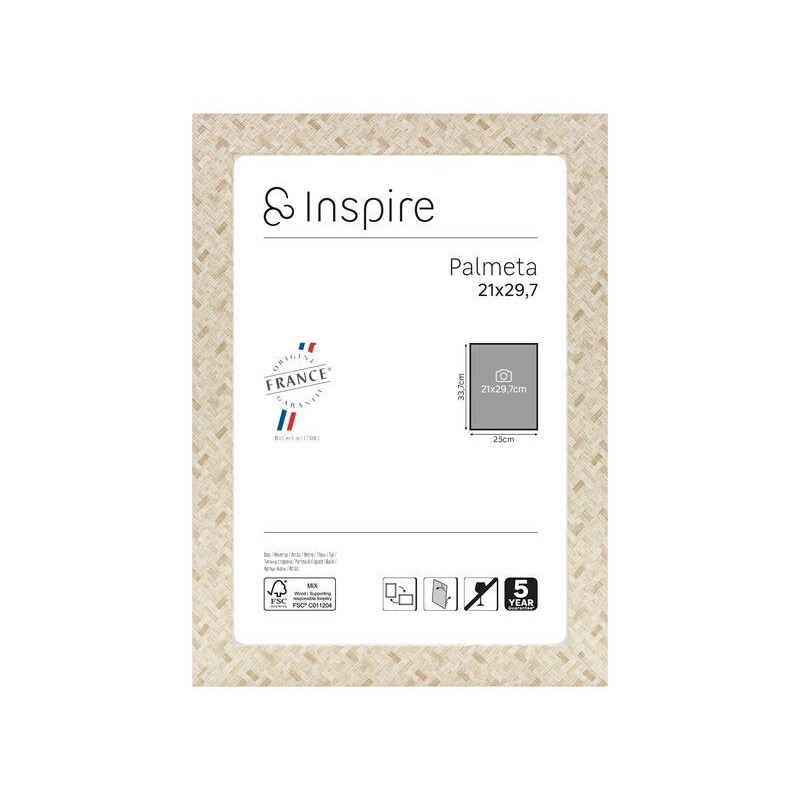 Cadre Palmeta, H.29.7 x l.21 cm beige, INSPIRE