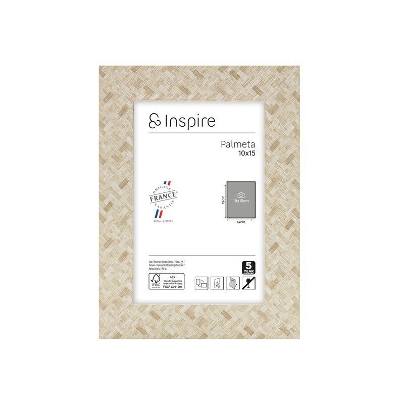 Cadre Palmeta, H.15 x l.10 cm beige, INSPIRE