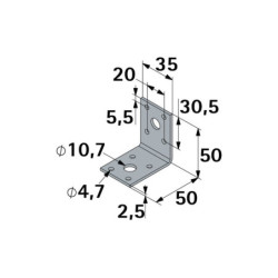 Equerre noir HETTICH, l.50 mm x P.30 cm