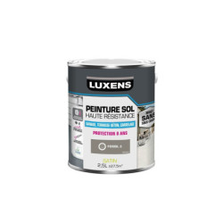 Peinture pour sol garage béton et carrelage haute resistance, LUXENS, 2.5 L fossil 3 satiné