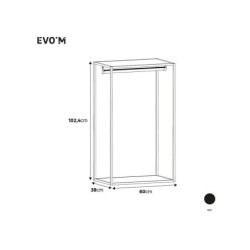 Penderie metal + etageres bois SPACEO Evo'm Metal Frame H.102,4 X L.60 X P.38 cm