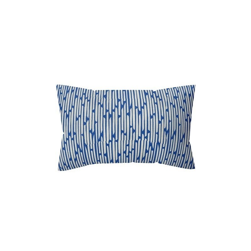 Coussin déco malibu, polycoton, l.45 x H 30 cm, bleu denim,  NATERIAL