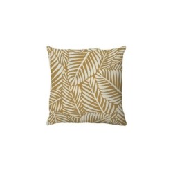 Coussin déco jungle, polycoton, l.45 x H 45 cm, jaune pécan, NATERIAL