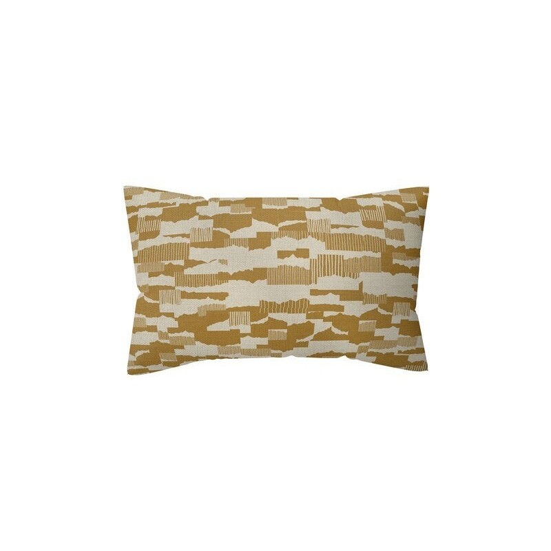 Coussin déco arty, polycoton, l.45 x H 30 cm, jaune pécan, NATERIAL