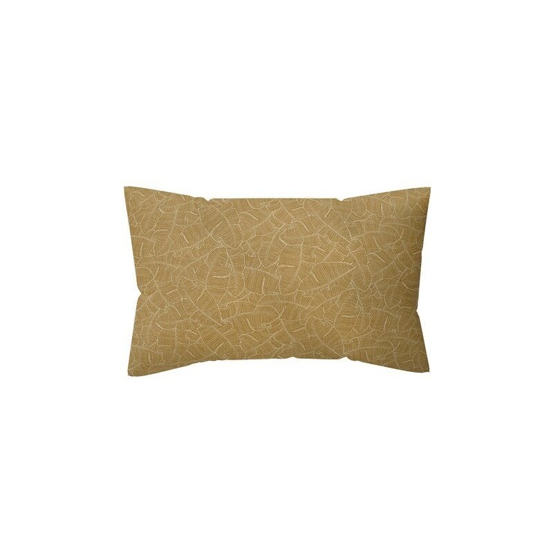 Coussin déco leaf, polycoton, l.45 x H 30 cm, jaune pécan, NATERIAL