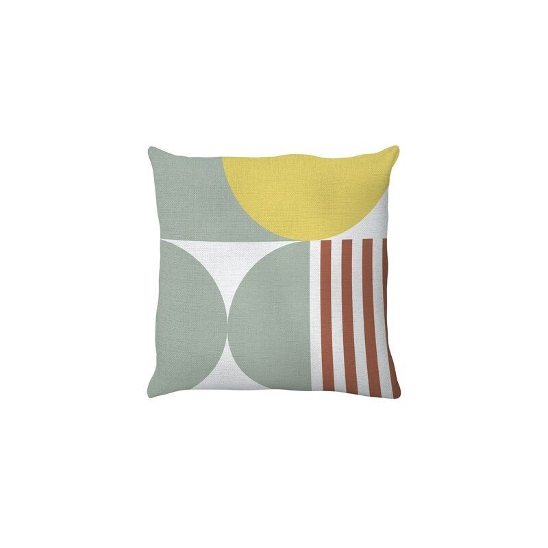 Coussin déco géométric, polycoton, l.45 x H 45 cm,vert sage, NATERIAL