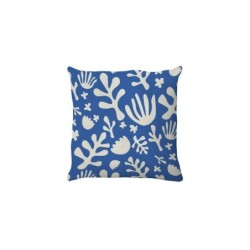 Coussin déco océan, polycoton, l.45 x H 45 cm, bleu denim, NATERIAL