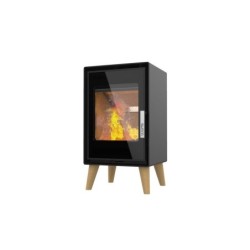 Poêle à bûche Jacco pied bois noir, 4.8 kW