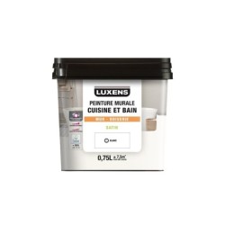 Peinture mur cuisine et bain, LUXENS, blanc satin, 0.75 litre