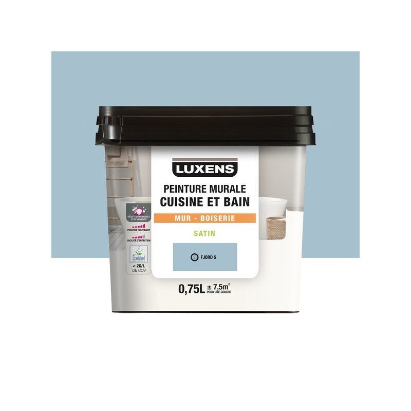 Peinture mur fjord 5 satin LUXENS cuisine et bain 0.75l