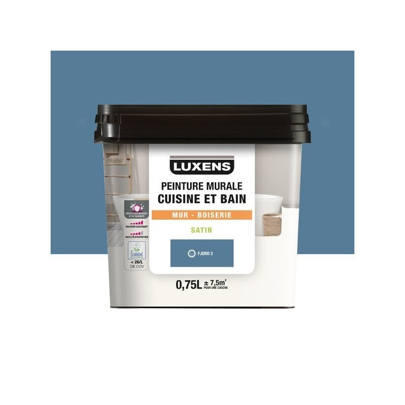 Peinture mur fjord 2 satin LUXENS cuisine et bain 0.75l