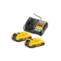 Lot de 2 batteries et 1 chargeur DEWALT, 18 V, 2 Ah Dcb1104d2-qw lithium-ion