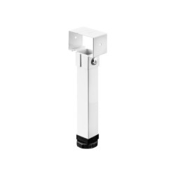 Pied de lit carré HETTICH, acier blanc, hauteur reglable de 24 à 26.5 cm