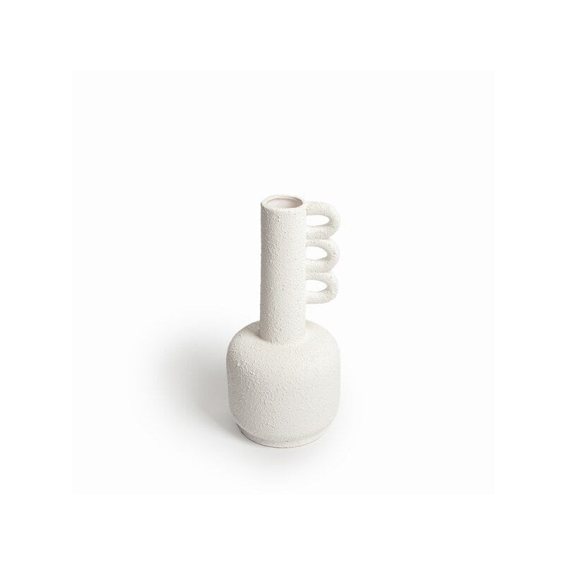 Vase en céramique, Terra, diam.12 x H.25 cm, blanc