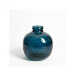 Vase en verre recyclé, OXANE, diam.32 x H.35 cm, bleu