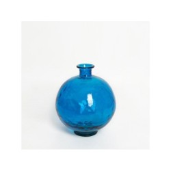 Vase en verre recyclé, CALISTA, diam.24 x H.28 cm, bleu