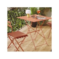 Table de jardin pliante NATERIAL Flora carré orange / cuivré 2 personnes