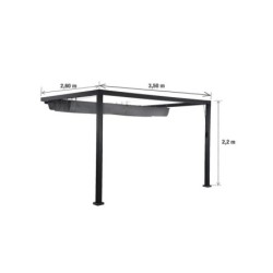 Pergola adossée aluminium, NATERIAL Manea, 9.1 m², gris