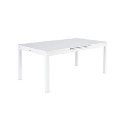 Table de jardin rectangulaire, NATERIAL Odyssea II, alumunuim et verre, 8 personnes, blanc