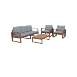 Salon bas de jardin bois marron Solaris NATERIAL, 5 personnes