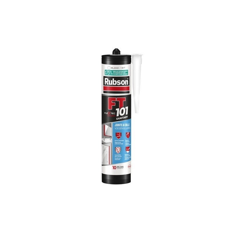 Mastic sanitaire anti moisissure RUBSON Flextec blanc cartouche 280ml